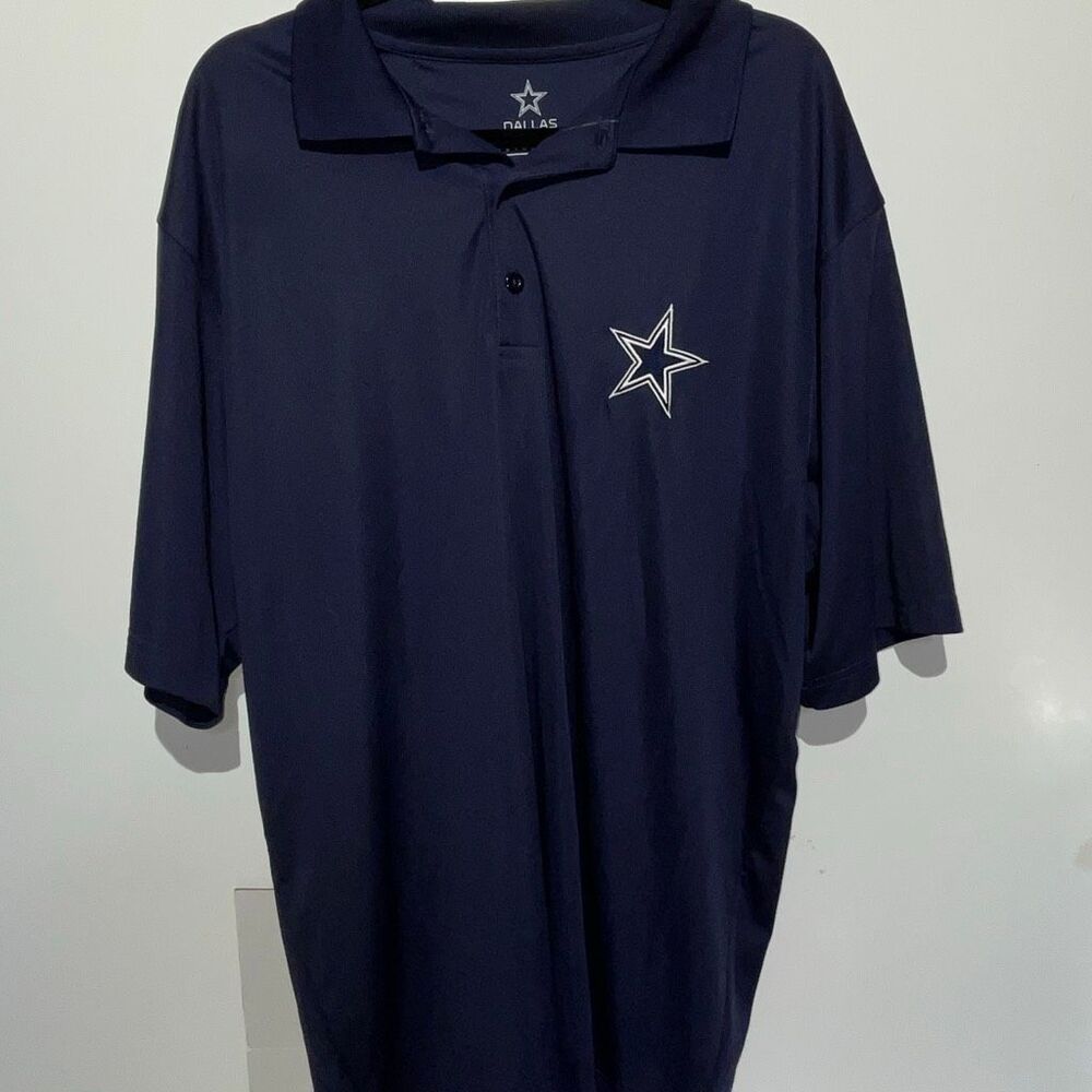 Dallas Cowboys Authentic Men's Navy Blue Short Sleeve Golf‎ Polo Shirt Size 2XL